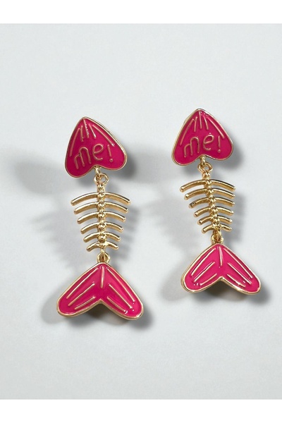 Bo Takı ve Aksesuar Heart Fish Fishbone Earrings