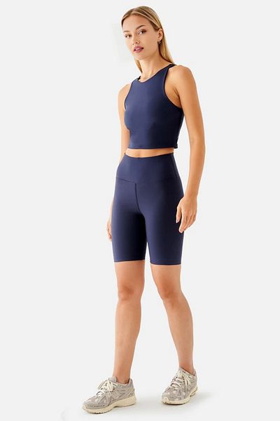 lytonstore Women's Navy Blue High Waist Sports Biker Leggings Suitable for Daily Use