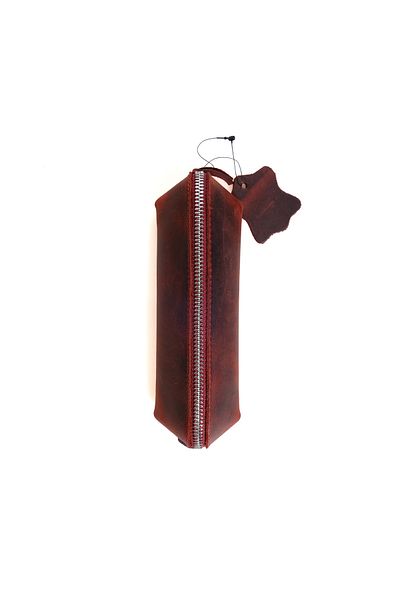 BBACK Crazy Leather Zippered Pencil Case 20X5X6 cm Black Moire Claret Red