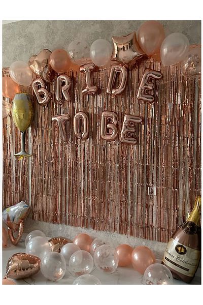 Çemrek Süs Parti Rose Bride to Be Foil Balloon Backdrop Balloon Set 27 Pieces