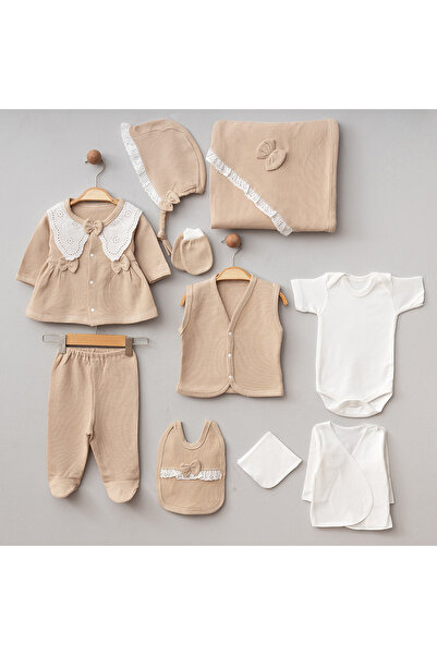 ZEYNUKO Baby Girl Fistol Waffle 10-Piece Newborn Hospital Exit Zibin Set Boxed
