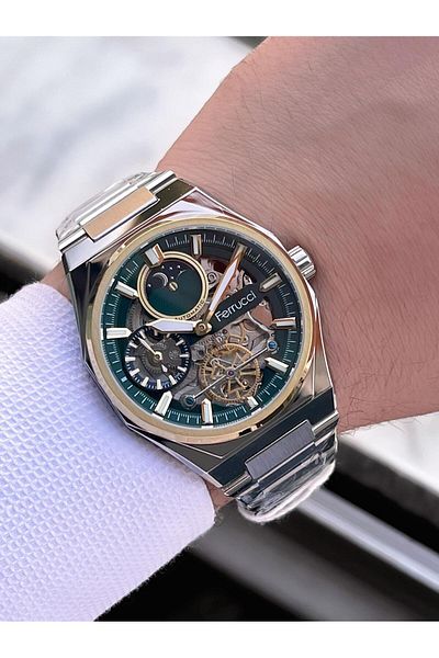 Ferrucci Automatic&Wind 3 Atm Water Resistant Steel Band Men Wristwatch Bfc.03571.2