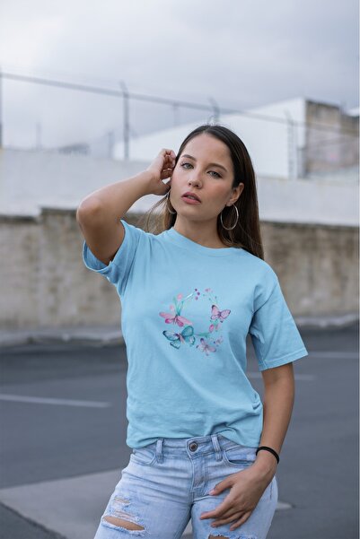 ArtYus Γυναικείο μπλουζάκι με στάμπα με κυκλική πεταλούδα με στάμπα με στρογγ...