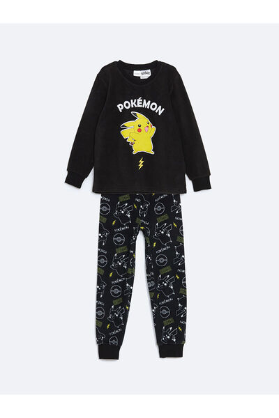 LC Waikiki بيجامة للأولاد من الصوف بطباعة بيكاتشو وياقة دائرية