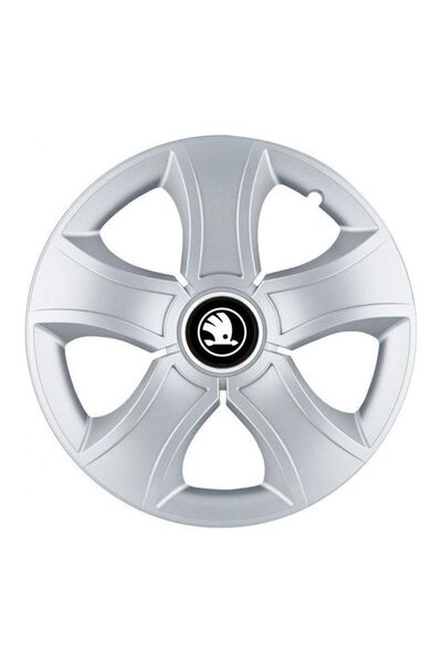 Autohelix MSA Set de 4 capace de jantă Bis Gri R15, pentru Skoda Negru Alb