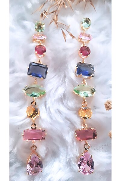 Serenity أقراط مطلية بالفولاذ من حجر الزركون الملون