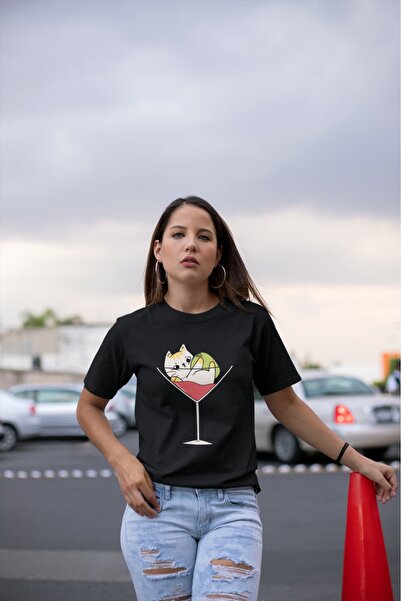 ArtYus Unisex Bărbați/Femei Martini pisică Colorat cu imprimeu supradimension...