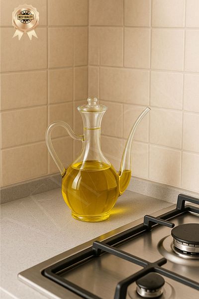 NEWNOW Olivya 750 ml Glass Oil Bottle – Fine Tip, Leakproof, Stylish Oil Bottle for Olive Oil & Vinegar