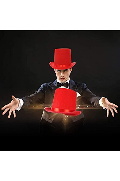 lowell home قبعة رينغماستر السحرية باللون الأحمر للبالغين، قبعة فيدورا مقاس 15 سم