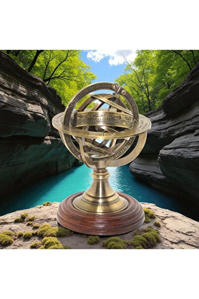 Kuzey Tacı Pirinç Zodyak Figürlü Antik Pirinç Gökküre Şık Dekoratif Ev Ofis Vip