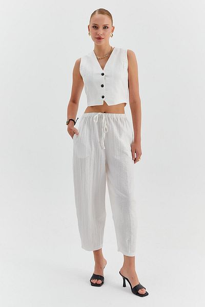 Nish&Chic Elastic Waist Trousers Vest Set