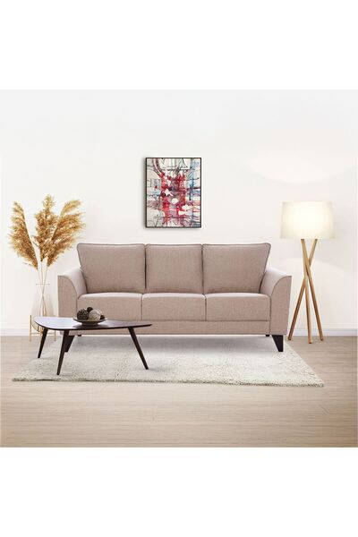 Danube Home Polo 3 Seater Fabric Sofa - Classic Beige L190.5xW86.5xH90cm