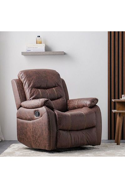 Danube Home Adric 1 Seater Airleather Manual Recliner - Brown L85.09xW98xH104cm