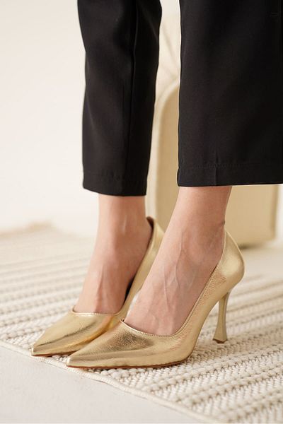 Zerenyus Blade Premium Gold Patent Leather Women's Stiletto