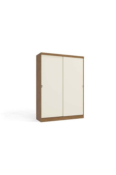 Danube Home Morita 2 Door Sliding Wardrobe - Off White / Oak L53xW160xH218cm