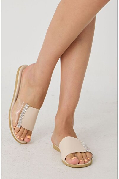 PAPUCUMUN DÜNYASI Women's Non-Slip Street Home Beach Bathroom Summer Casual Semi-Transparent Stony Slippers