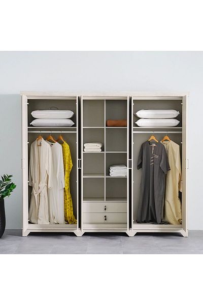 Danube Home Ryan 6 Door Wardrobe - Antique Grey Ash Veneer L243.3xW60.6xH209.5cm