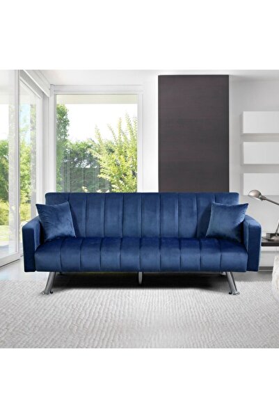 Danube Home Glam 2 Seater Fabric Sofa Bed - Navy Blue L185xW81xH77cm