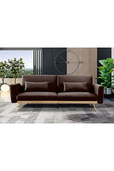 Danube Home أريكة سرير من القماش بمقعدين من Flare - بني، الطول: ١٨٧ سم × العرض: ٧٧ سم × الارتفاع: ٧٧ سم