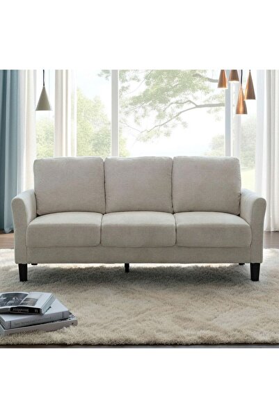 Danube Home Gamorah 3 Seater Fabric Sofa - Beige L188.5xW85xH94cm