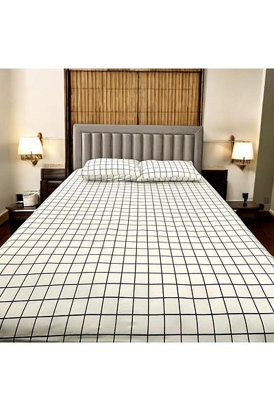 Arma Concept Single Ranforce Fabric Checkered Pattern Fitted Elastic Sheet & 1 Pillow Case