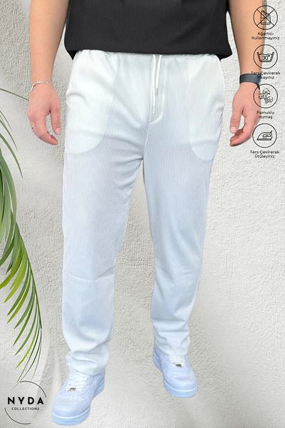 Nyda Collections Men's Corded Ottoman Fabric Seasonal Lycra Pocket Elastic Waist Lace-Up Trousers