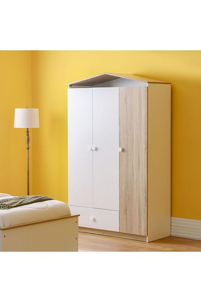 Danube Home Stanley 3Door Wardrobe W/1Drawer-Sonoma Oak & White L120.9xW50xH195cm