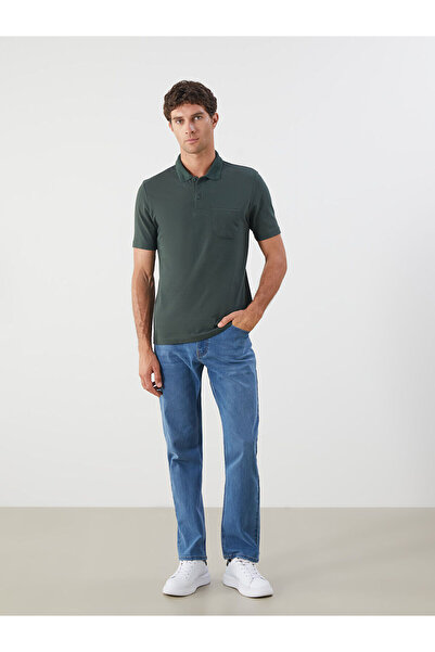 LC Waikiki Ανδρικό μπλουζάκι με κοντό μανίκι πόλο πράσινο γιακά