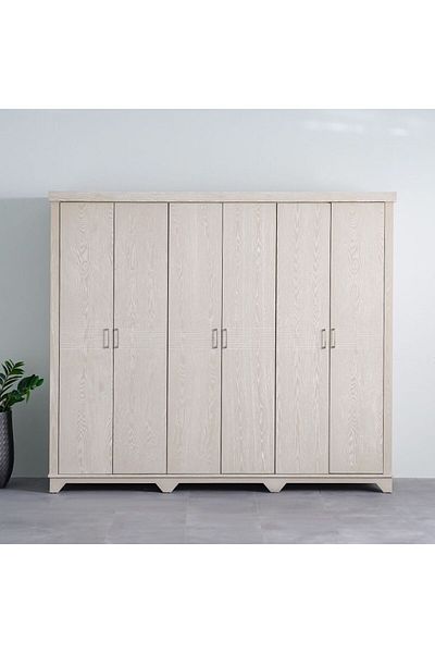 Danube Home Ryan 6 Door Wardrobe - Antique Grey Ash Veneer L243.3xW60.6xH209.5cm