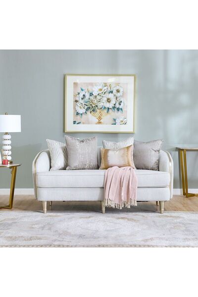 Danube Home Mercedez 2 Seater Fabric Sofa-Light Gray/Champange L184xW102xH82cm