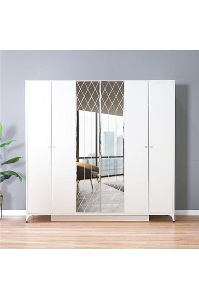Danube Home New Aloha 6 Door Wardrobe L247xW60xH235cm
