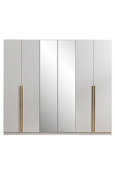 Danube Home Serenity 6 Door Wardrobe - Mud Cream/Golden L237xW53.5xH208cm