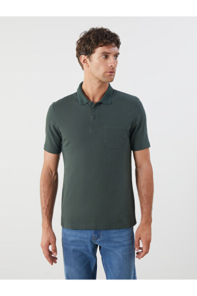 LC Waikiki Ανδρικό μπλουζάκι με κοντό μανίκι πόλο πράσινο γιακά