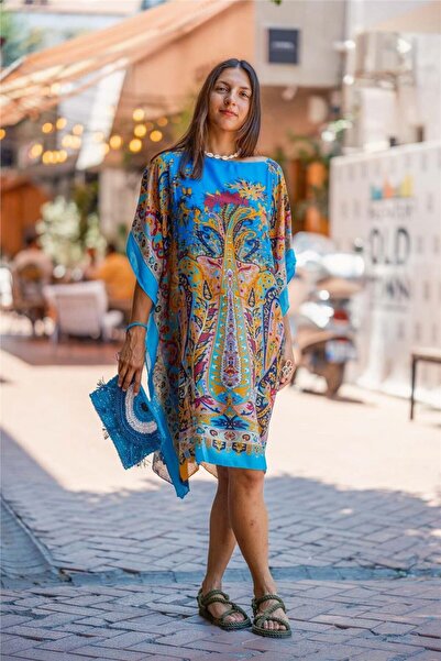Miss Boheme Blue Color Floral Patterned Loose Tunic
