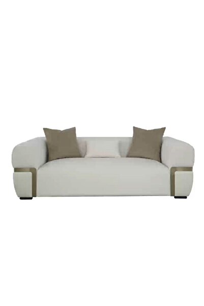 Danube Home Iyesha 3 Seater Fabric Sofa - Cream / Champagne L216xW111xH69cm