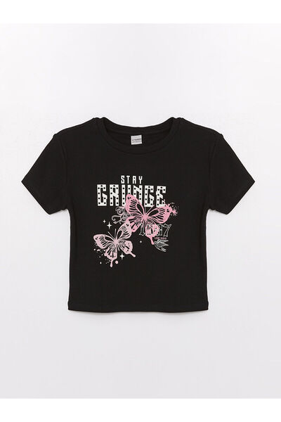 LC Waikiki LCW Girls - Majica kratkih rukava sa okruglim izrezom i printom