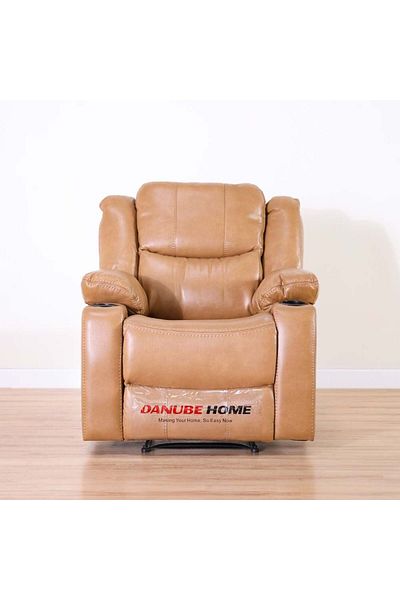 Danube Home Marji 1 Seater Manual Air Leather Recliner with Storage and Cupholder - Brown L97xW94xH104cm