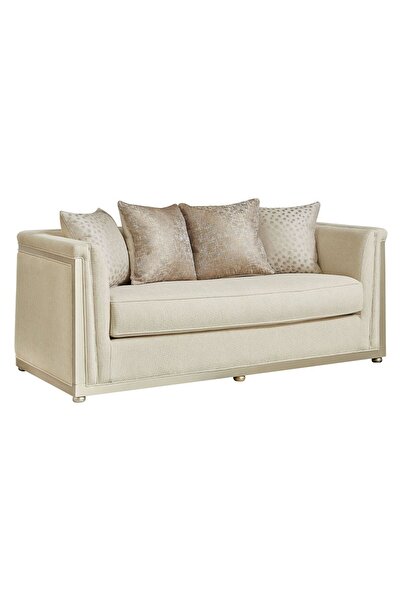 Danube Home Ungheni 2 Seater Fabric Sofa - Beige/Champagne Silver L190xW93xH80cm