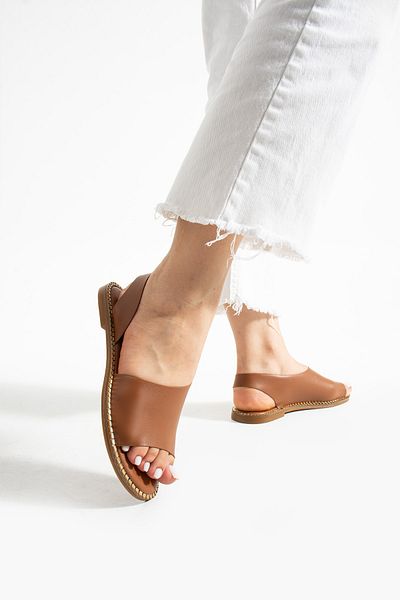 SOLDOY Women's Tan Short Heeled Daily Comfortable Sandals