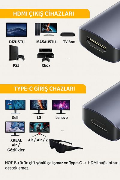 KONSOLTECH Xreal Adapter 4K-60Hz Xreal Type-C to HDMI Adapter