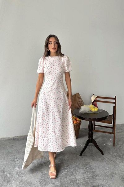 modamtn Pink Digital Printed Atlas Dress