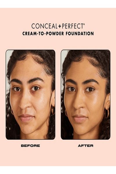 MILANI كريم أساس كونسيل + لمسة نهائية ناعمة مثالية، كريم إلى بودرة، 270 تان، تغطية كاملة، خفيف الوزن