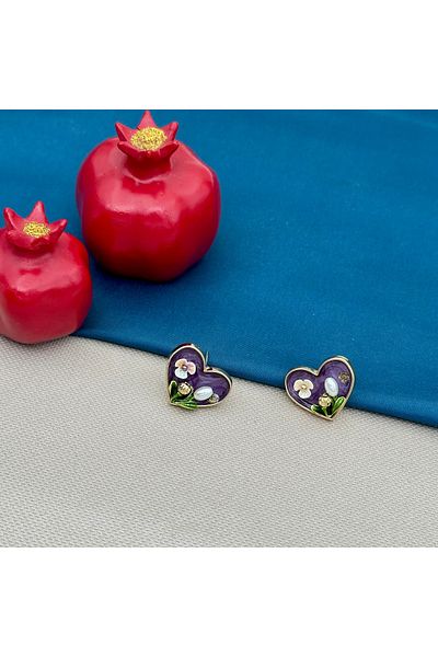 Opia Takı & Aksesuar Women's Purple Heart Pearl Earrings