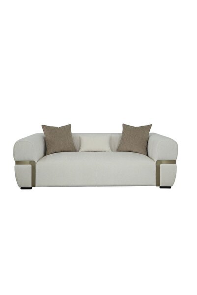 Danube Home Iyesha 3 Seater Fabric Sofa - Cream / Champagne L216xW111xH69cm