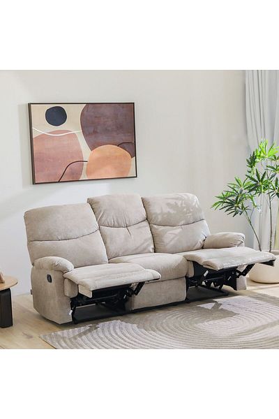 Danube Home Baltimore 3 Seater Fabric Motion Recliner - Camel L203xW99xH99cm