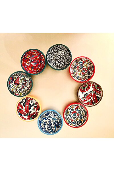 A A Company 2 Adet El Çizimi Çini Desenli Seramik Çerezlik, Kahvaltılık, İkra...