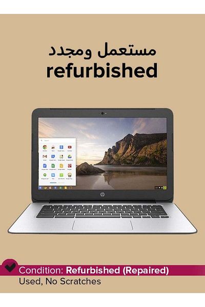 HP جهاز Chromebook G4 2015 مستعمل، مقاس 14 بوصة، معالج Intel Celeron من الجيل الثاني، سعة 4 جيجابايت، وذاكرة وصول عشوائي (RAM) سعة 16 جيجابايت، وبطاقة رسومات Intel HD، باللون الرمادي