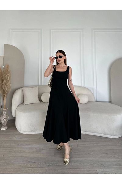 ruum fashions Backless Sleeveless Long Dress - Black