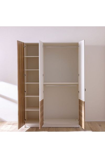 Danube Home Sacramento 3 Door Wardrobe with Mirror - Beige/Oak L148xW60xH220cm