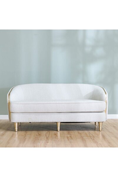 Danube Home Mercedez 2 Seater Fabric Sofa-Light Gray/Champange L184xW102xH82cm